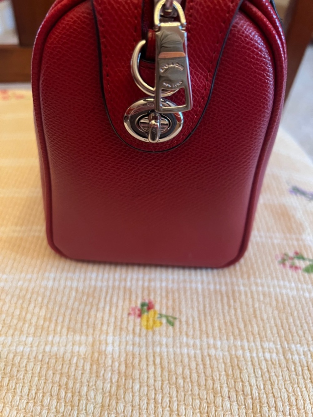 Coach Red Leather Satchel with Snoopy Sketch - Picture 6 of 8